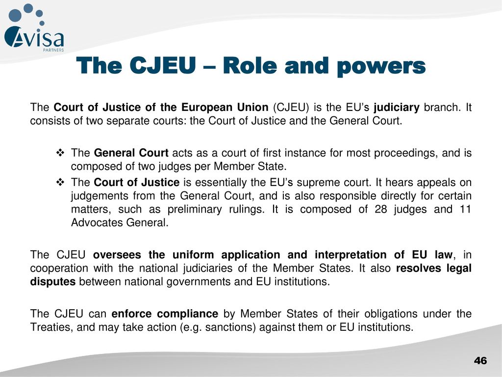 The CJEU – Role and powers