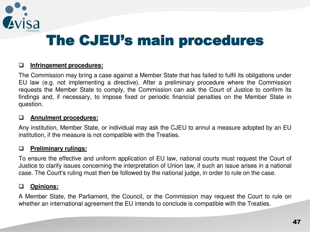 The CJEU’s main procedures