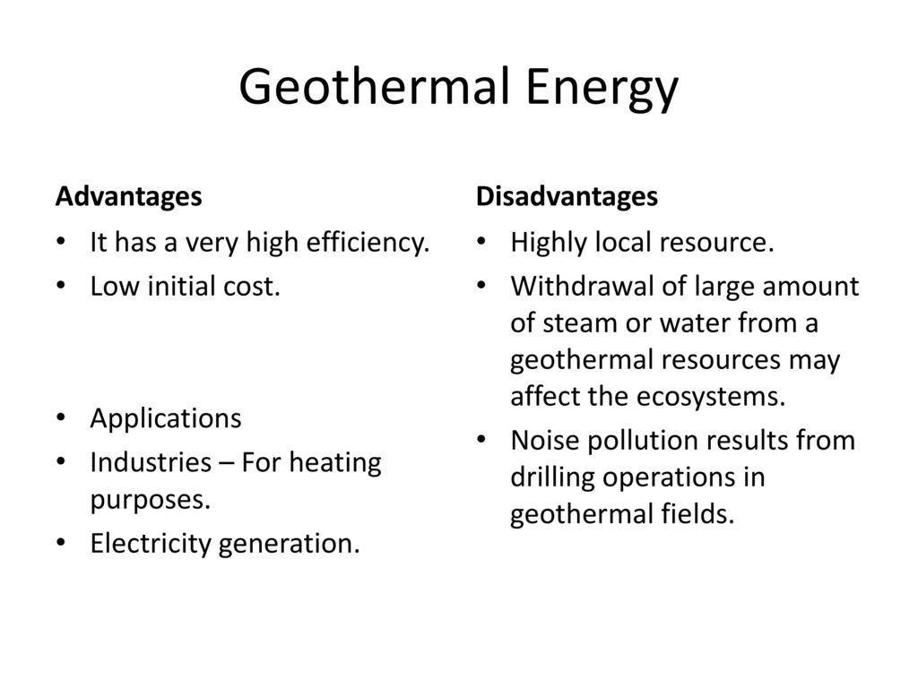 Geothermal Energy Pros And Cons Chart