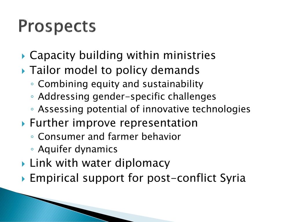 Prospects Capacity building within ministries