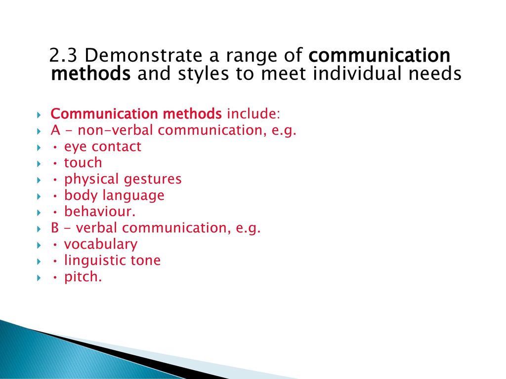 range of communication methods
