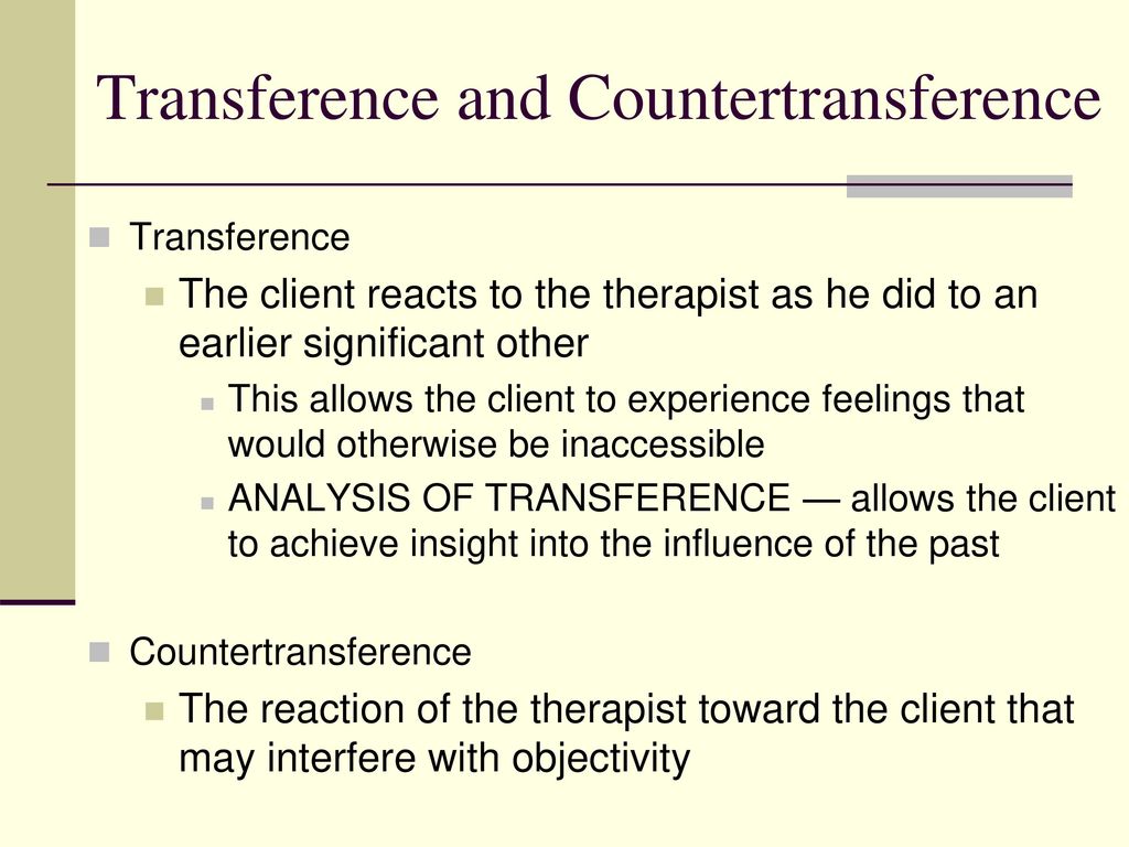 Transference and Countertransference.