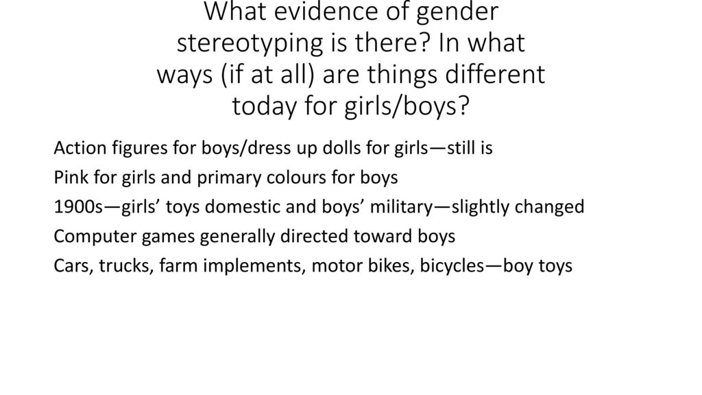 What evidence of gender stereotyping is there