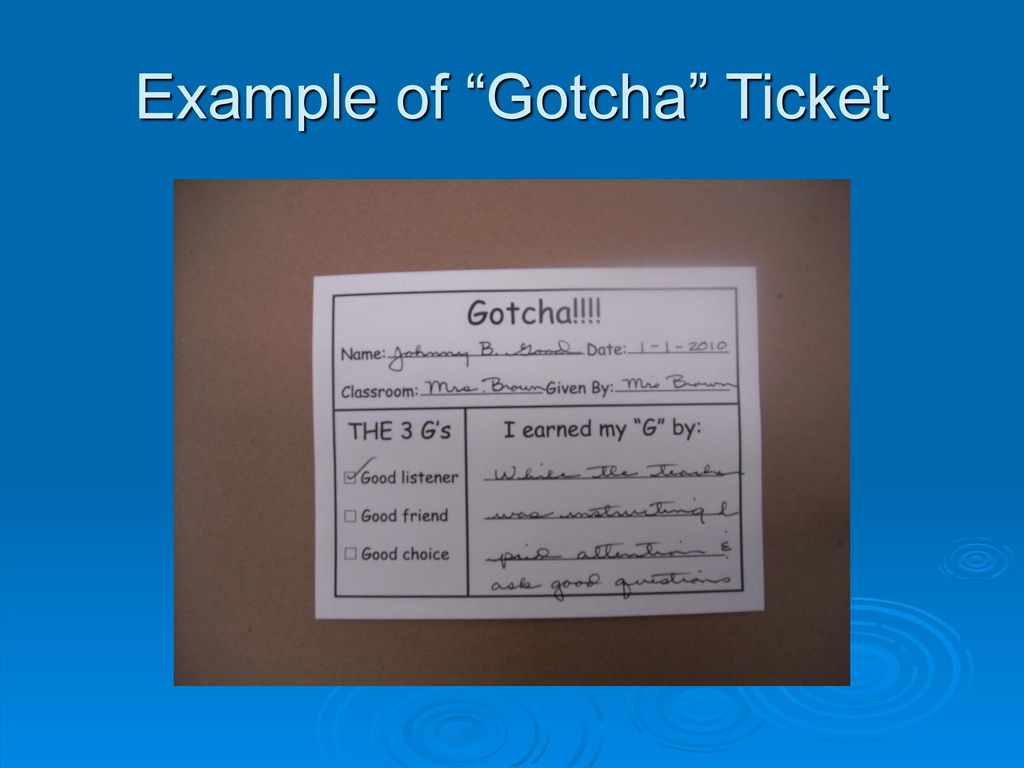 Example of Gotcha Ticket