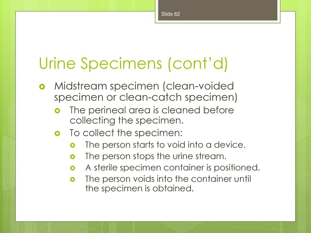 Urine Specimens (cont’d)