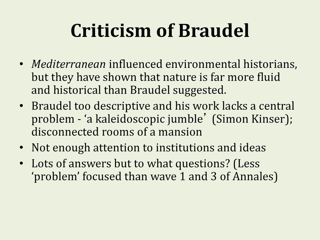Criticism of Braudel
