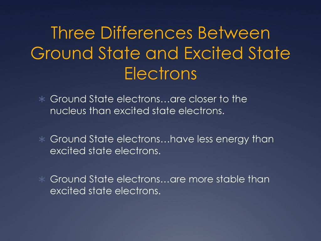 Three Differences Between Ground State and Excited State Electrons