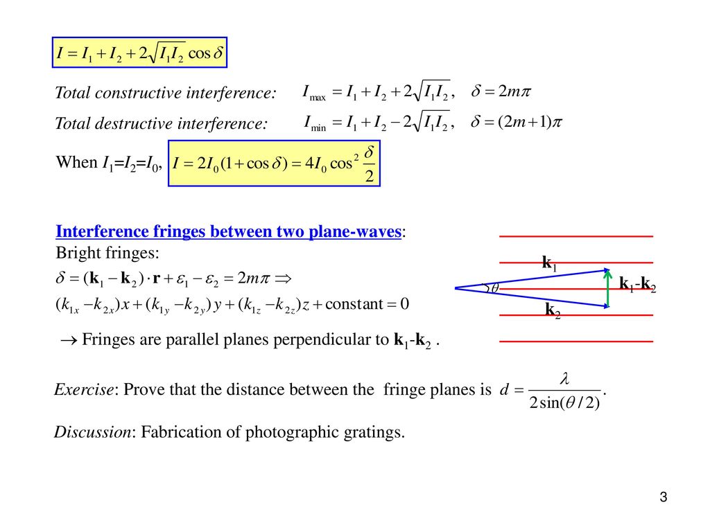 Chapter 9 Interference November 7 General considerations of interference  9.1 General considerations Introduction: Wave equation  Superposition  principle. - ppt download