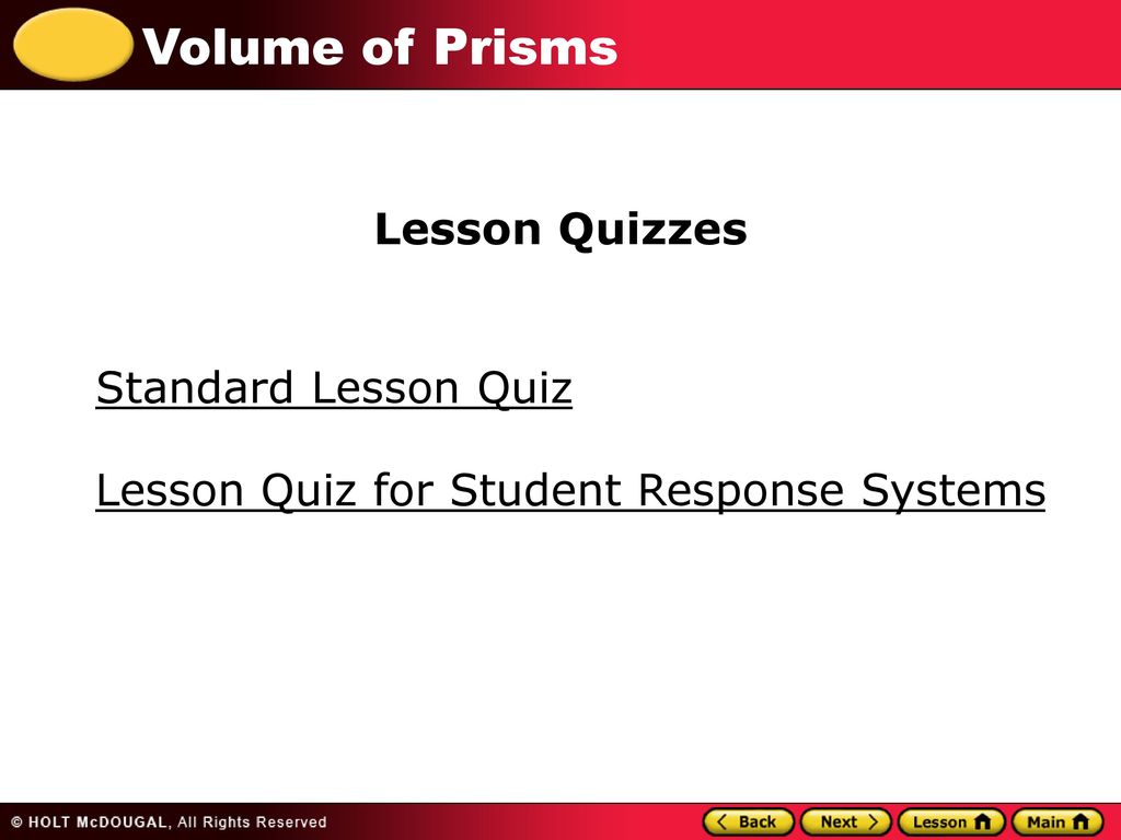 Lesson Quizzes Standard Lesson Quiz Lesson Quiz for Student Response Systems