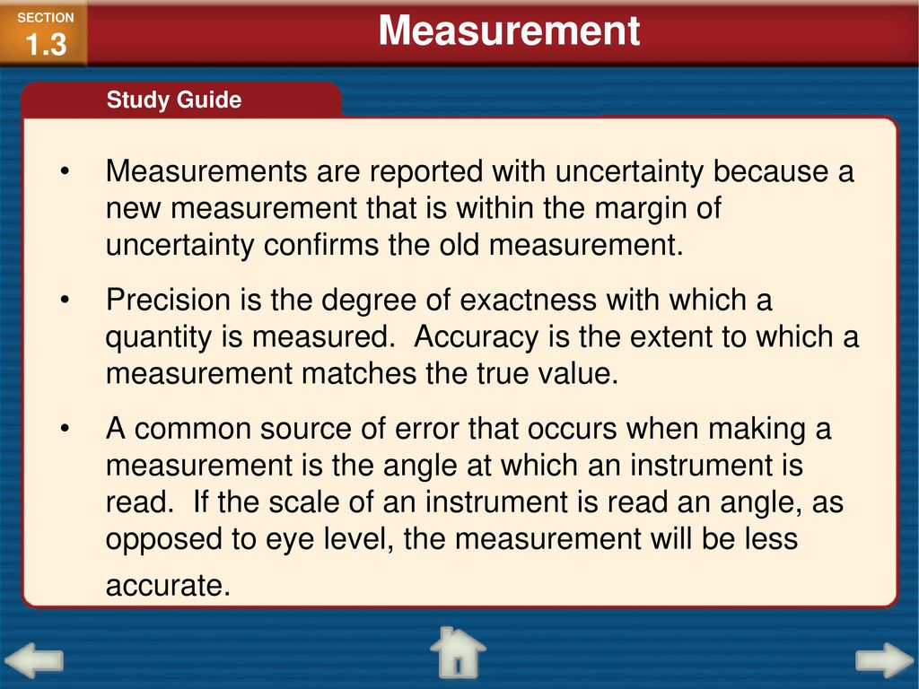 SECTION1.3 Measurement. Study Guide.