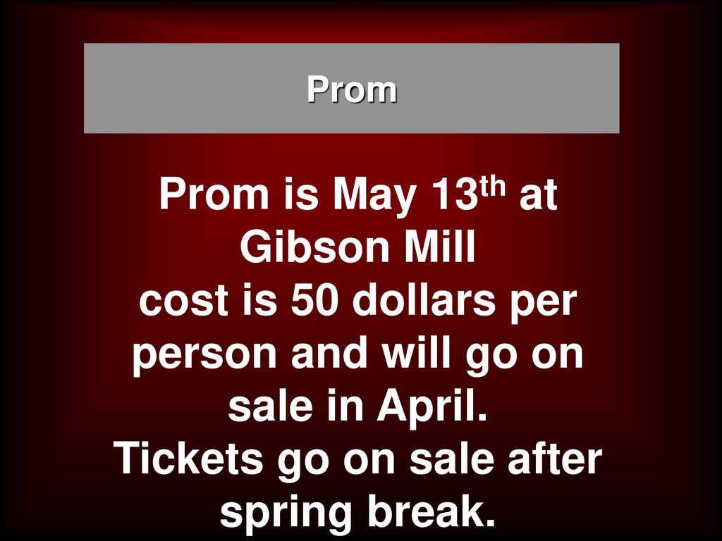 Tickets go on sale after spring break.