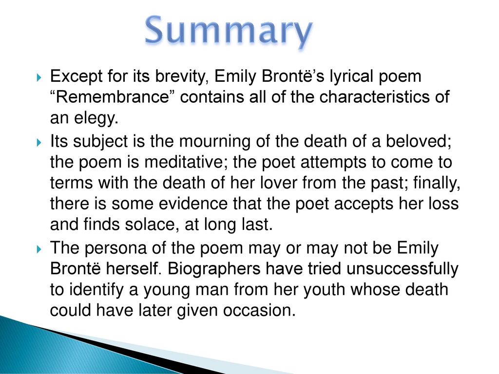 remembrance poem analysis