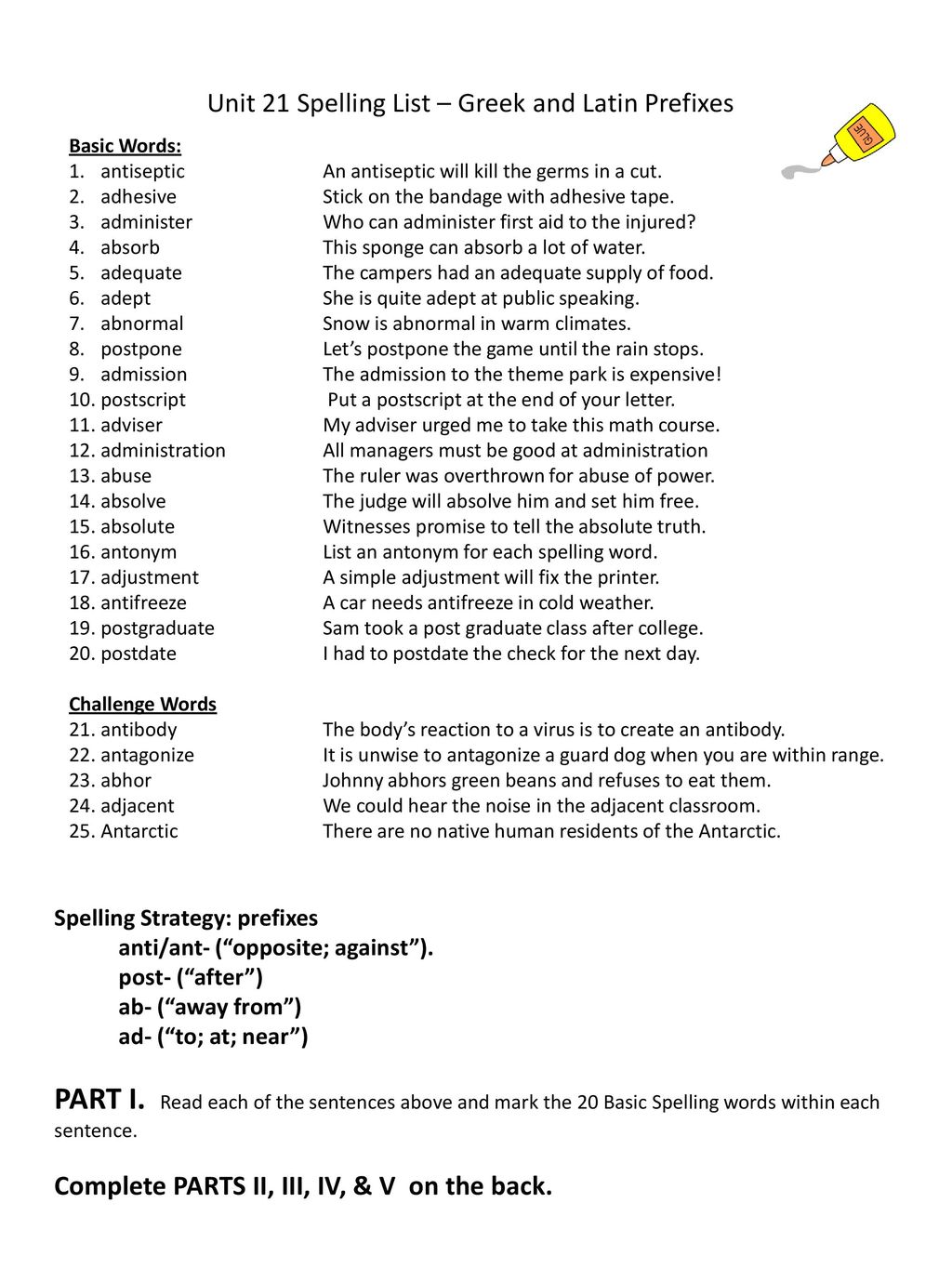 Unit 21 Spelling List – Greek and Latin Prefixes
