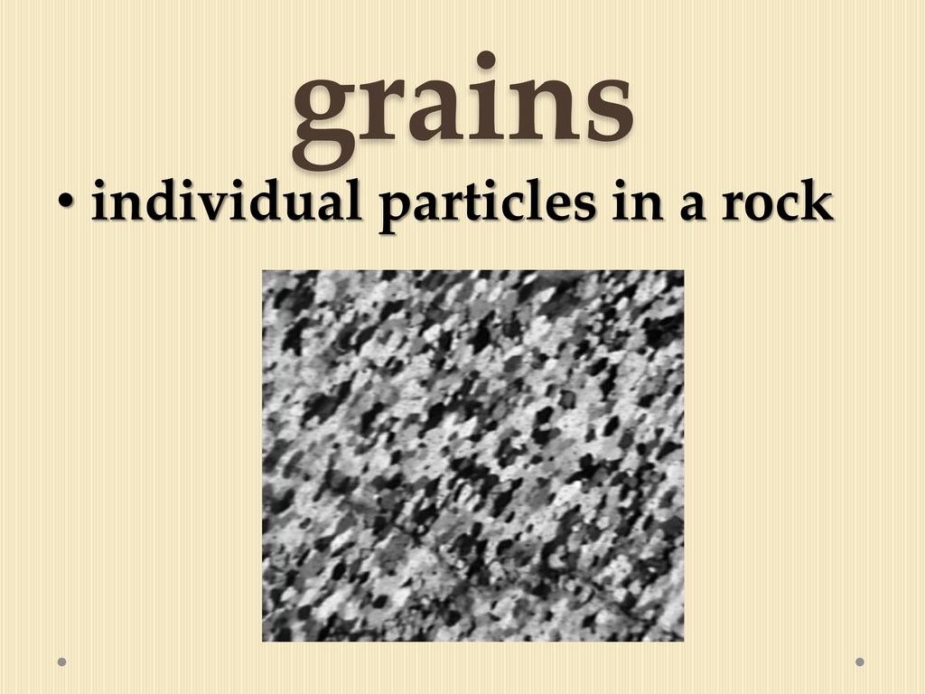 grains individual particles in a rock