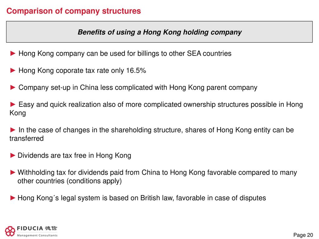 Comparison of company structures