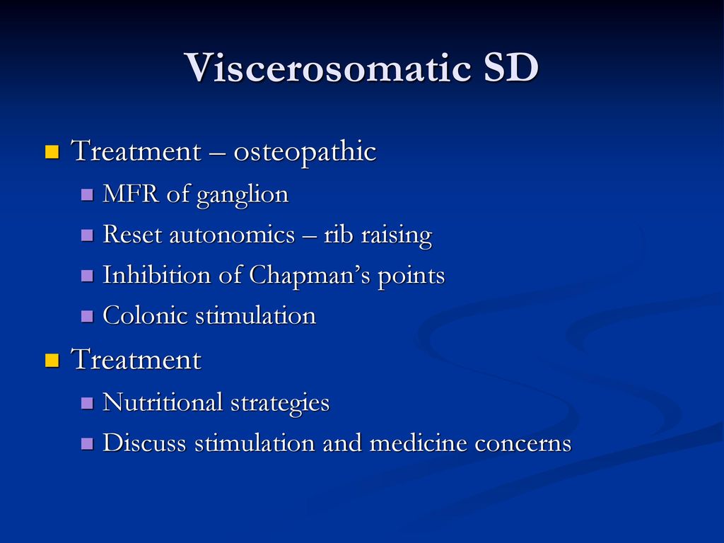 Viscerosomatic SD Treatment – osteopathic Treatment MFR of ganglion