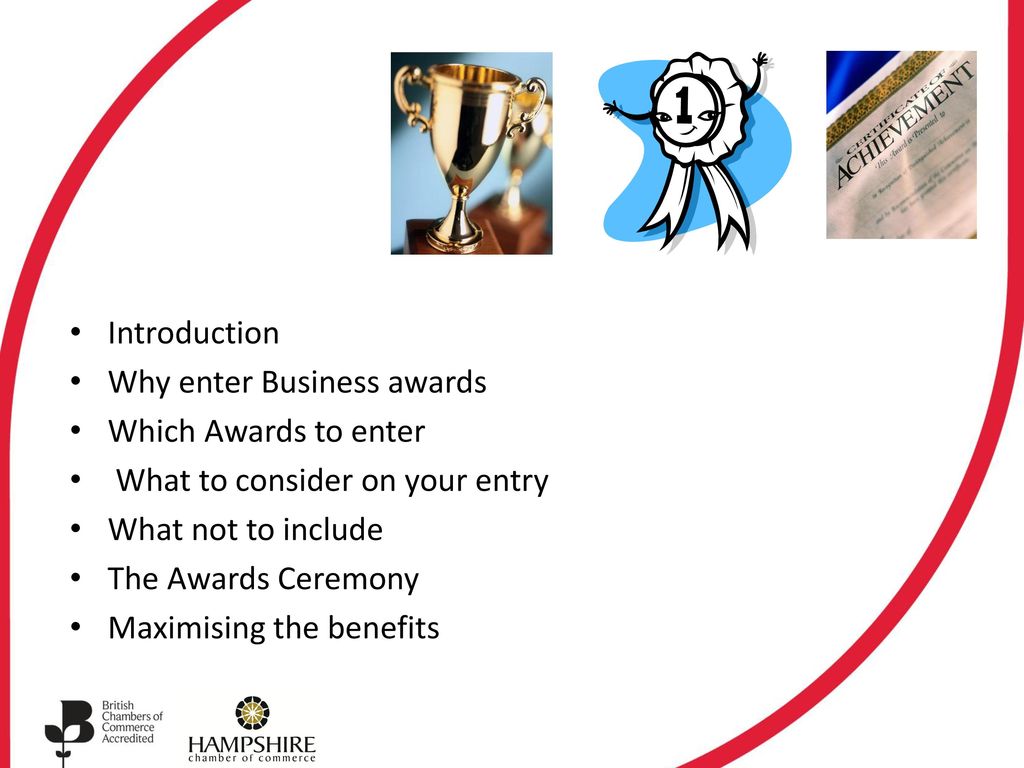 Introduction Why enter Business awards. Which Awards to enter. What to consider on your entry. What not to include.
