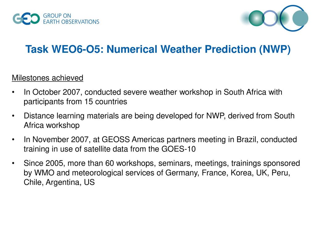Task WEO6-O5: Numerical Weather Prediction (NWP)