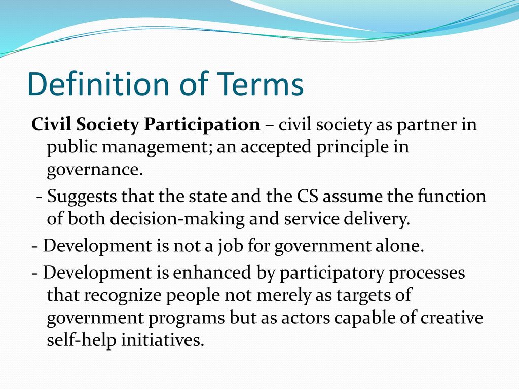 Indicators for Civil Society Participation in Governance - ppt download
