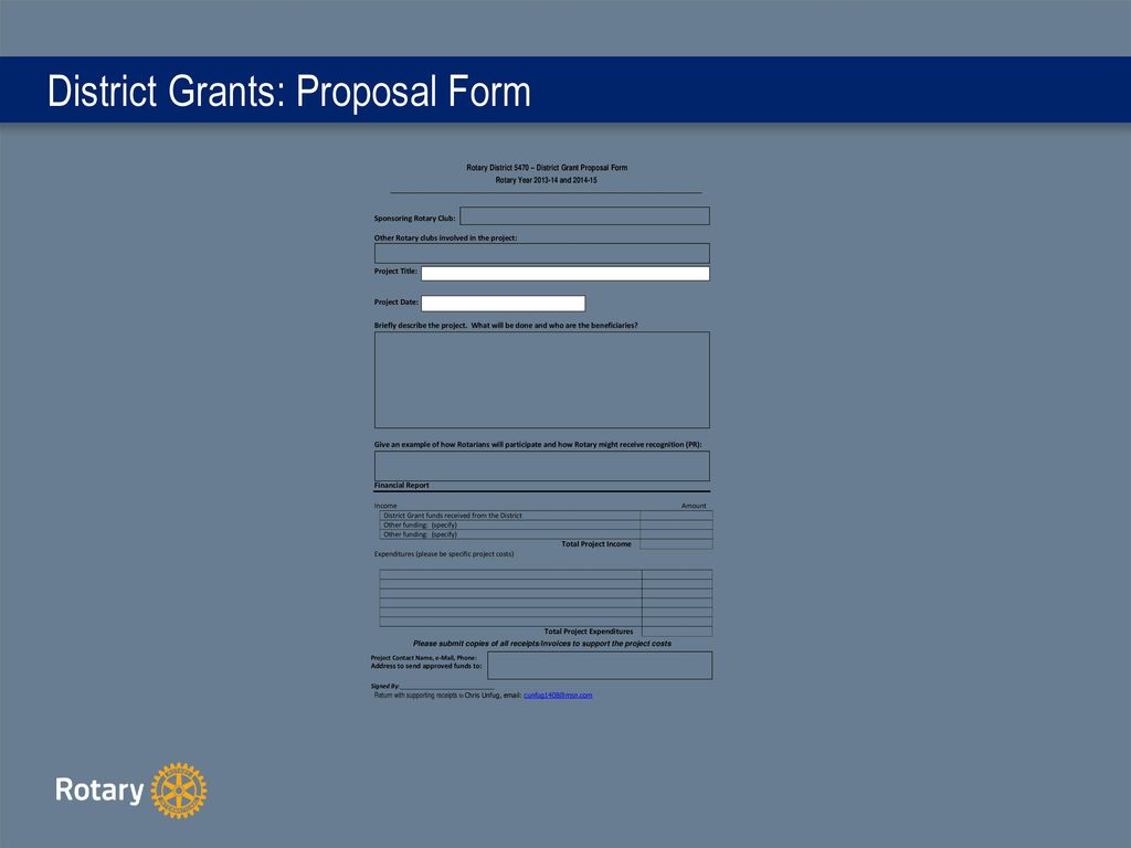 District Grants: Proposal Form