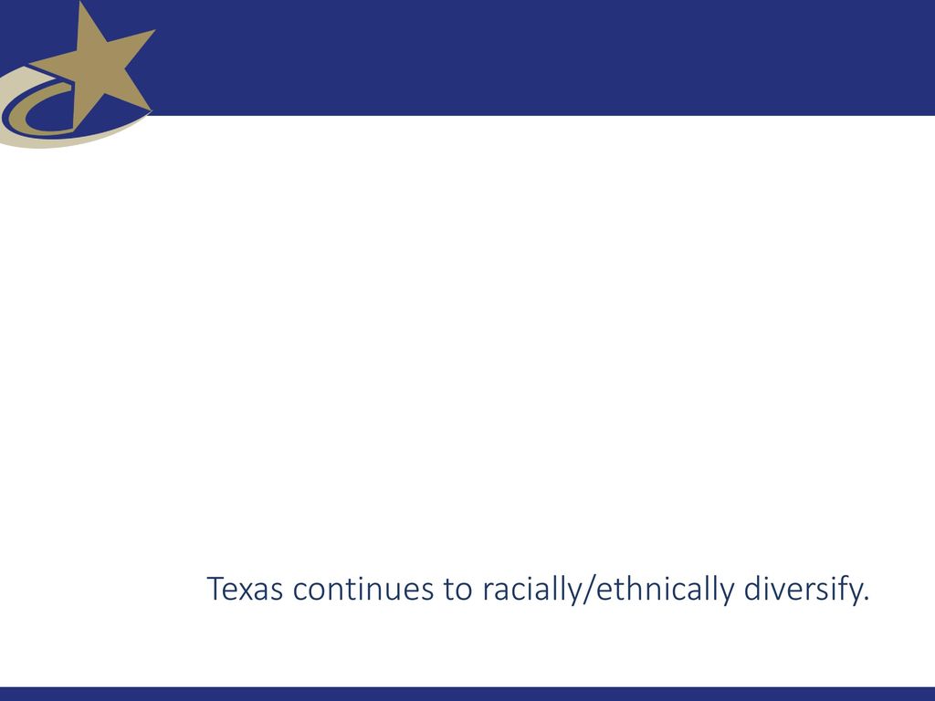 Texas continues to racially/ethnically diversify.
