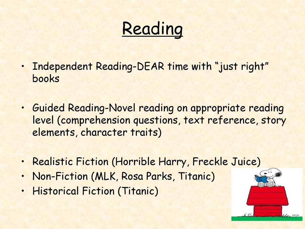 Reading Independent Reading-DEAR time with just right books