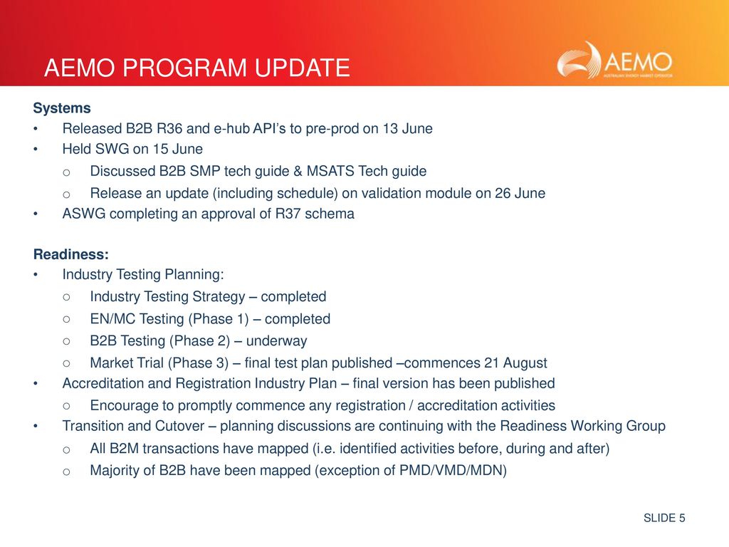AEMO Program Update Systems