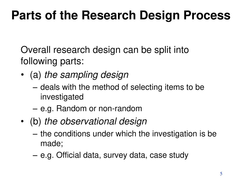 Parts of the Research Design Process