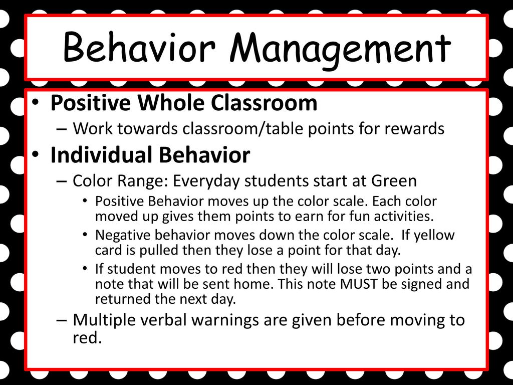 Behavior Management Positive Whole Classroom Individual Behavior
