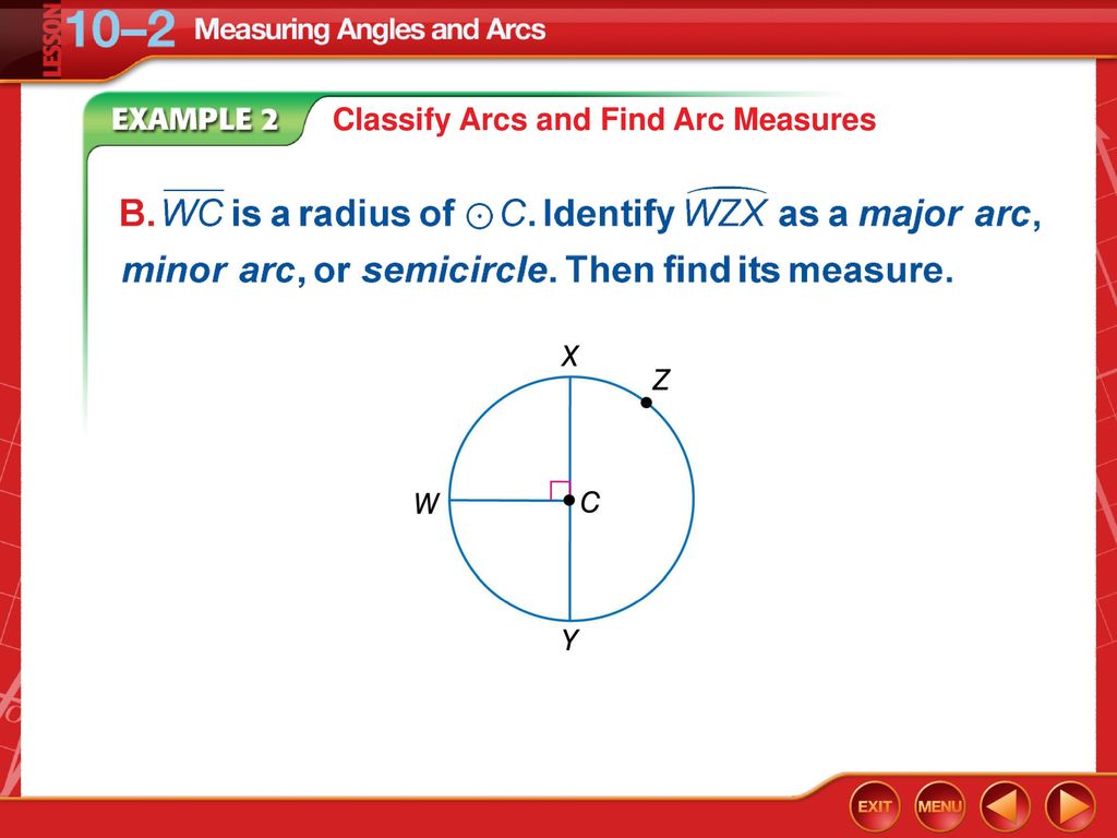 Classify Arcs and Find Arc Measures