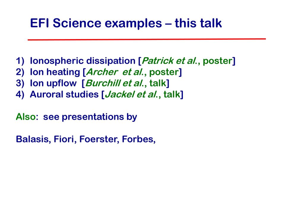 EFI Science examples – this talk