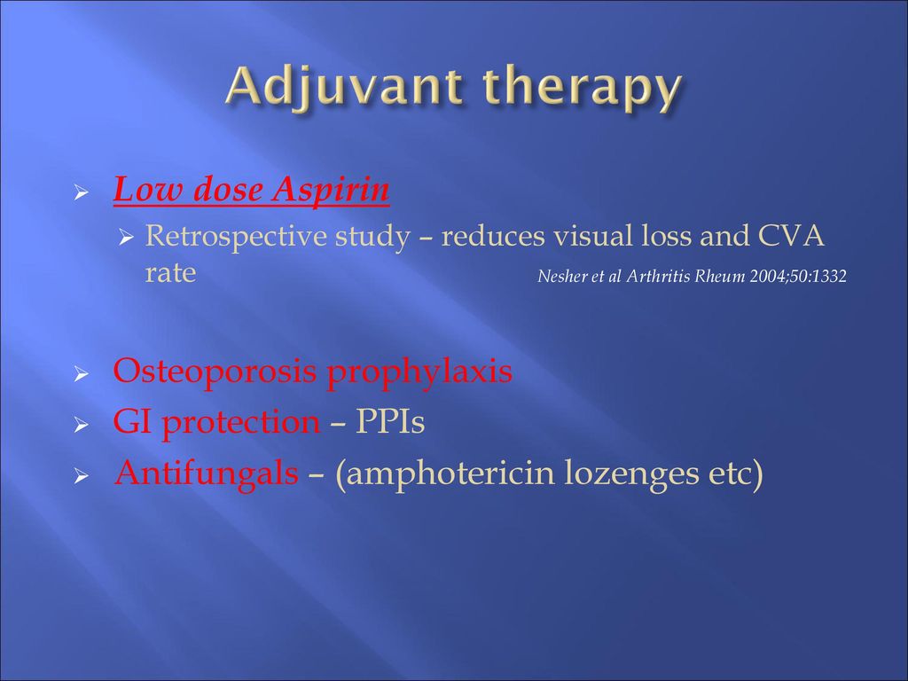 Adjuvant therapy Low dose Aspirin Osteoporosis prophylaxis