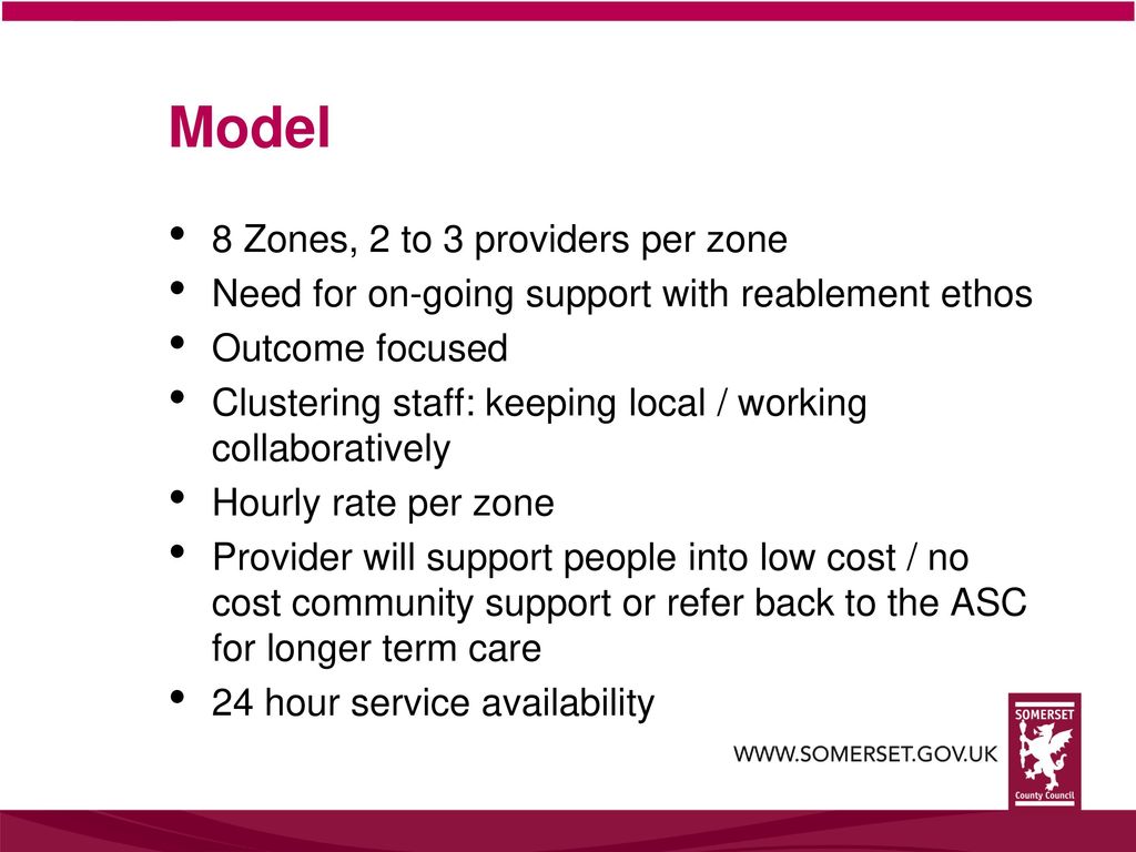 Model 8 Zones, 2 to 3 providers per zone