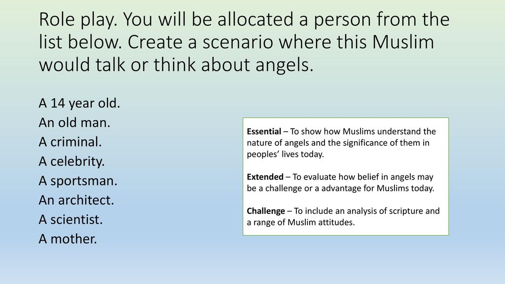 Title: Angels in Islam Match an angel to a picture. Copy the sketch into  your book. Several angels are mentioned by name in the Quran, with a  description. - ppt download