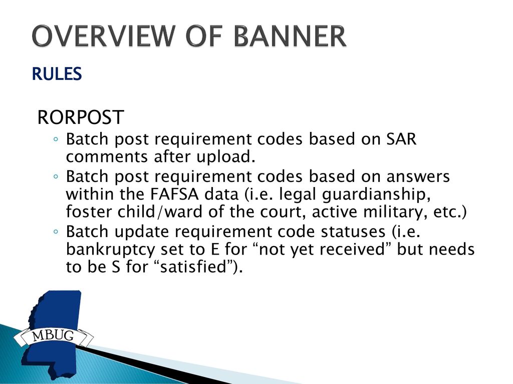 OVERVIEW OF BANNER RORPOST RULES