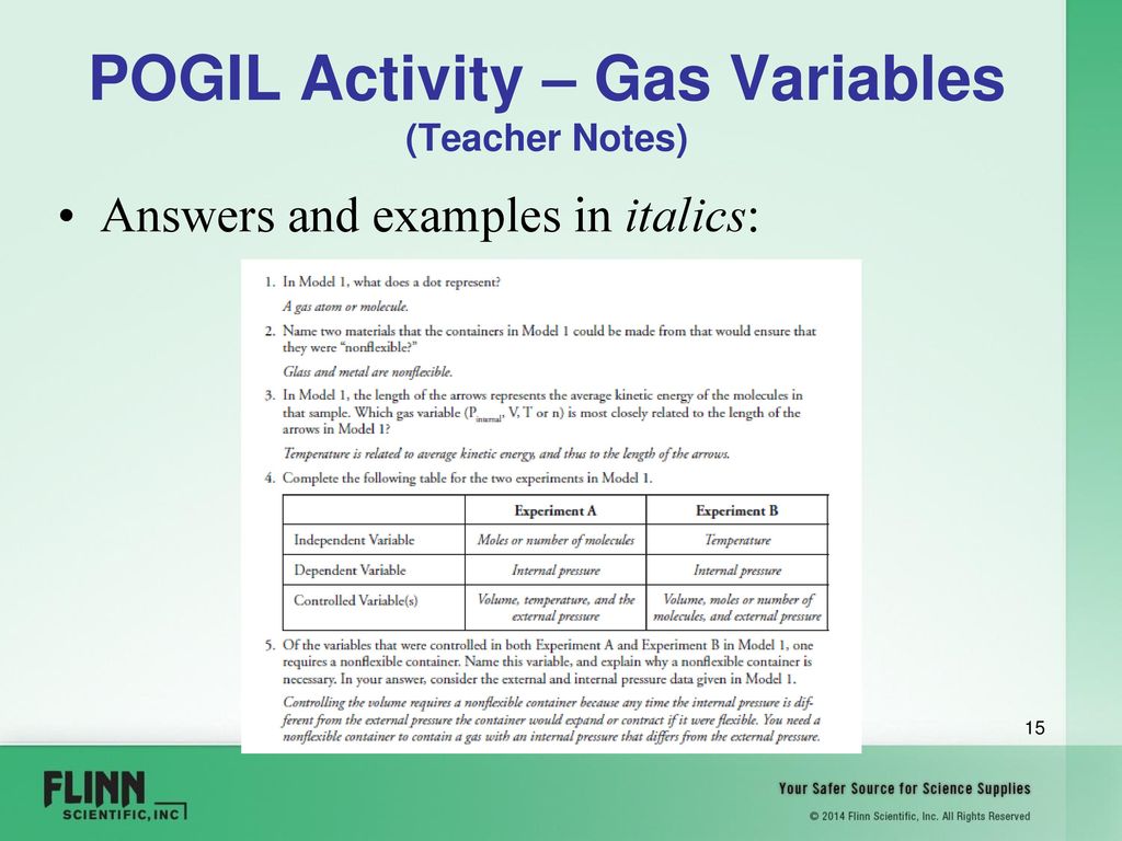 Welcome! Flinn Scientific Enhance your Science Curriculum with For Gas Variables Worksheet Answers