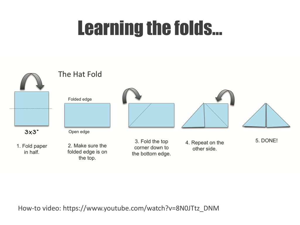 Learning the folds… How-to video:   v=8N0JTtz_DNM