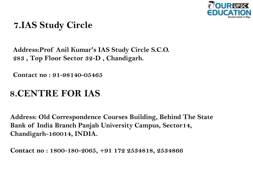 7.IAS Study Circle 8.CENTRE FOR IAS