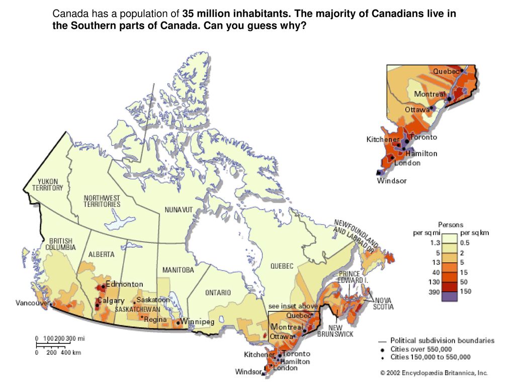 Население и политическая карта канада