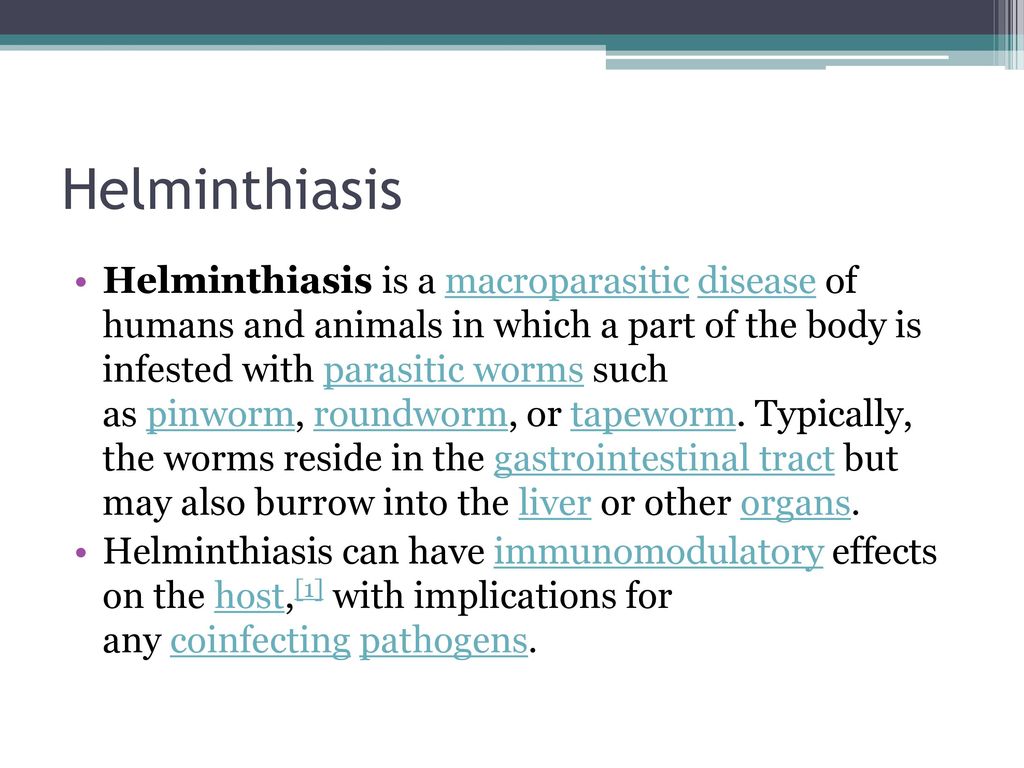 helminthic infestation definition)