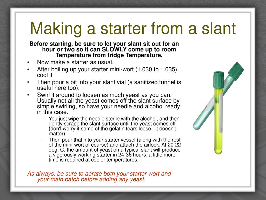 Making a starter from a slant