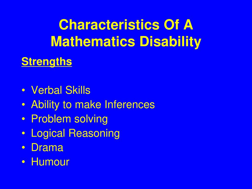 Characteristics Of A Mathematics Disability