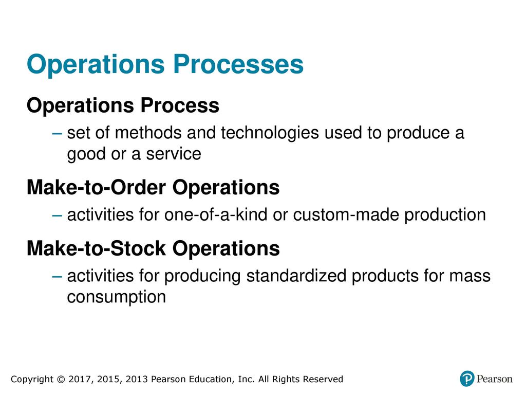 Operations Processes Operations Process Make-to-Order Operations
