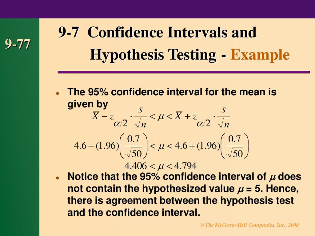 The 95% confidence interval for the mean is given by. 