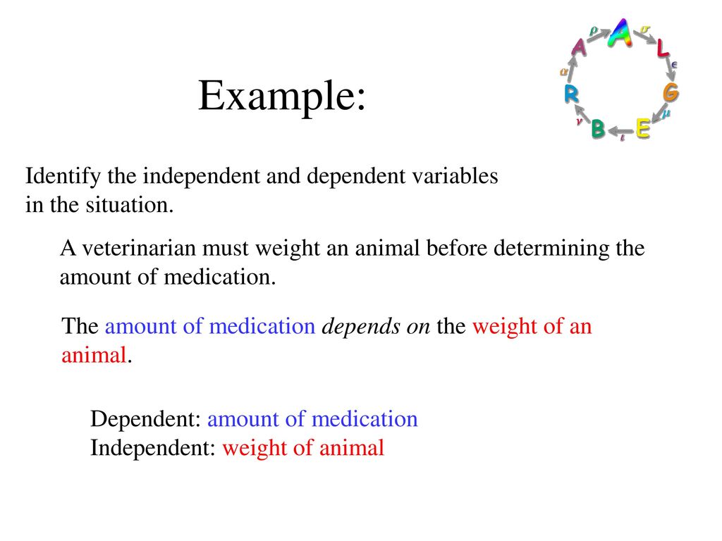 Example: Identify the independent and dependent variables