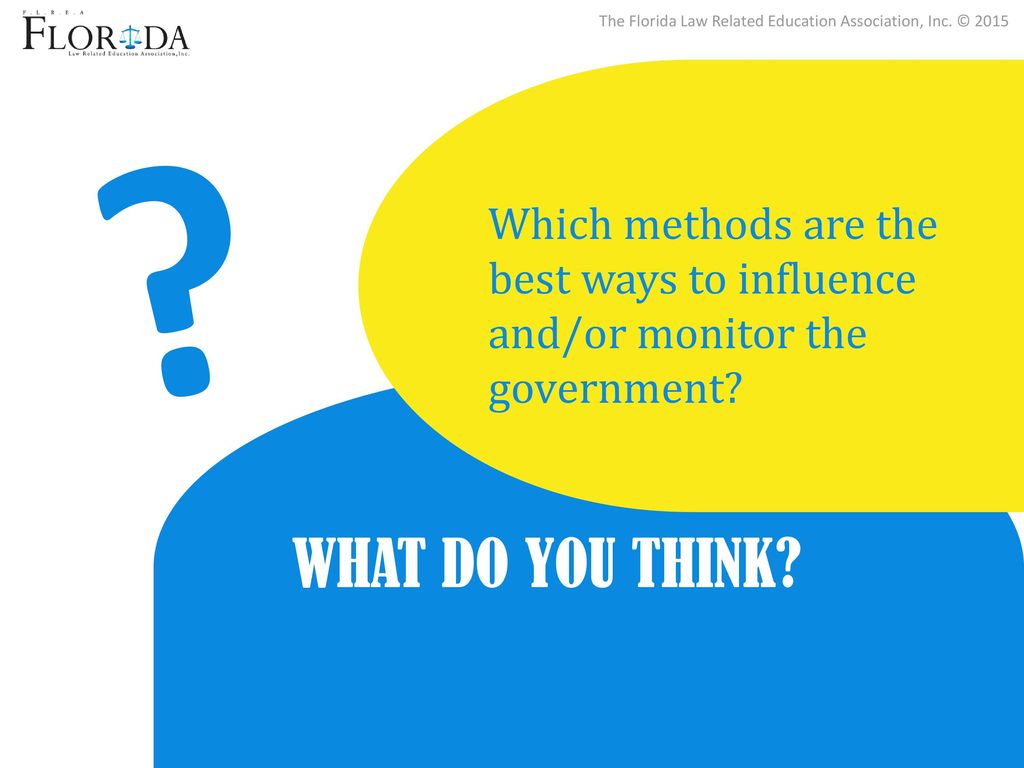 Which methods are the best ways to influence and/or monitor the government What do you think