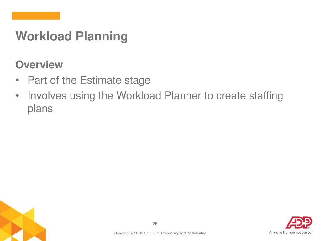 Workload Planning Overview Part of the Estimate stage