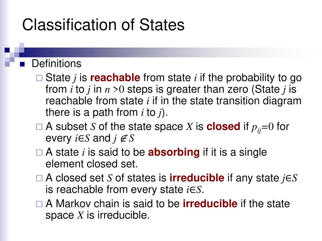 Classification of States