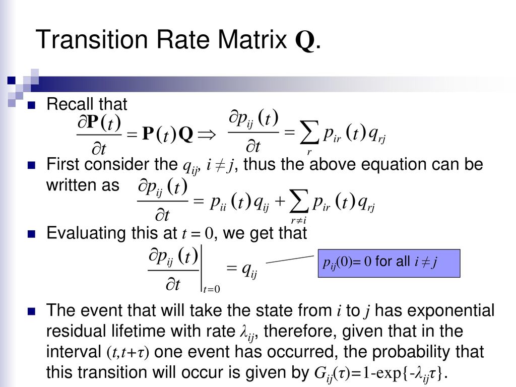 Transition Rate Matrix Q.