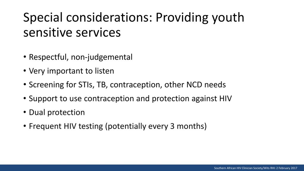 Special considerations: Providing youth sensitive services